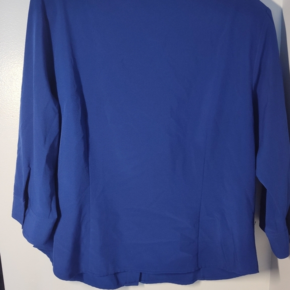 Kathy Che Stretch Cobalt Blue Blouse with Silver Accents Size 16 #712 - Picture 3 of 3